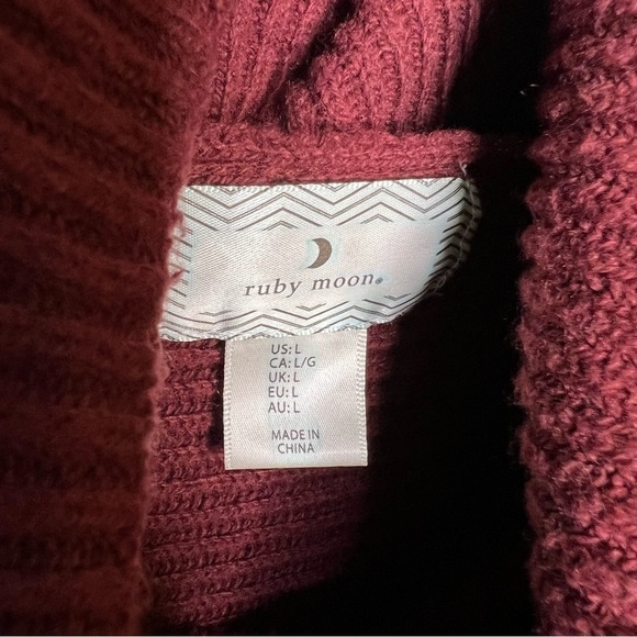 Ruby Moon Ribbed Lace Up Cowl Neck Sweater - Picture 3 of 5